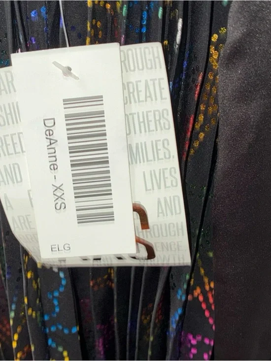 Formal Wrap Dress With Black Top & Pleated Rainbow Foil Maxi Skirt - Picture 6 of 7